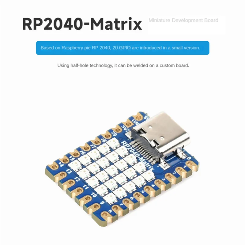 Rp2040-Matrix Mini Development Board with 5X5 Led Matrix on Board Rp2040 Dual-Core Processor