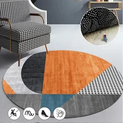 Light Luxury Modern Round Rugs for Bedroom Decor Carpet Soft Checkroom Dressing Table Rug Swivel Chair Hanging Basket Carpets