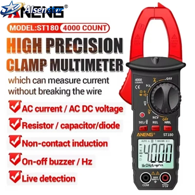 Multi purpose meter ANENG ST180 clamp meter AC/DC voltage capacitor test clamp ohmmeter resistance diode multimeter tool