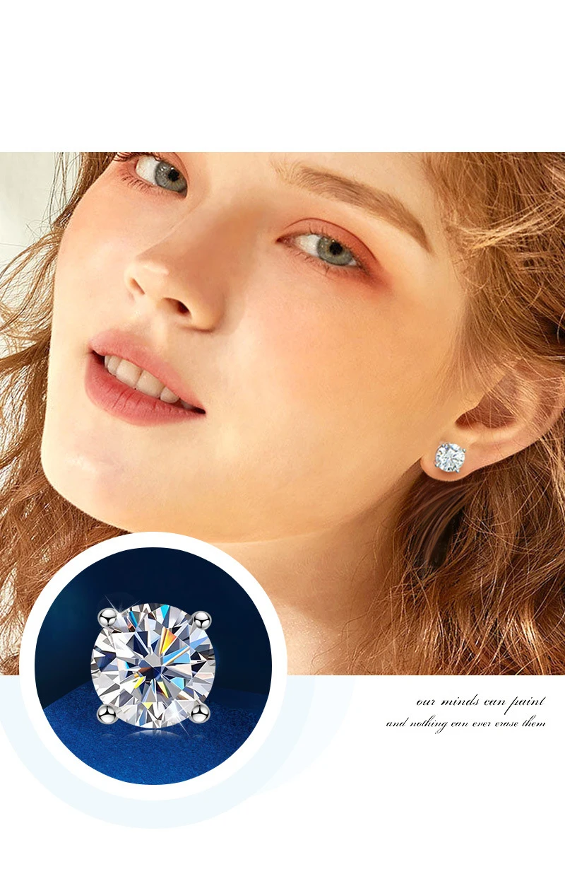 0,1-5CT 4-Krallen Moissanit Ohrstecker für Damen S925 Silber 18k Vergoldet Braut Hochzeit Feiner Schmuck – Detail 2