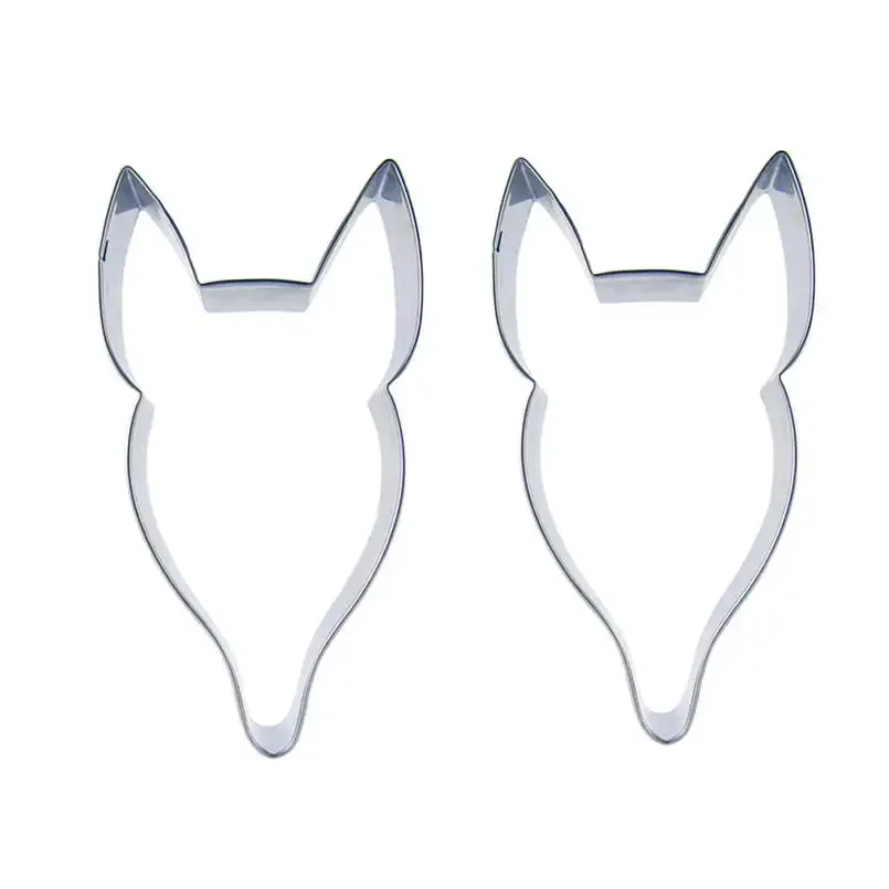 2 pcs Fox head Animal Cookie cutter biscuit embossing machine Pastry Fudge Stainless steel Baking mould Cake decorating tools