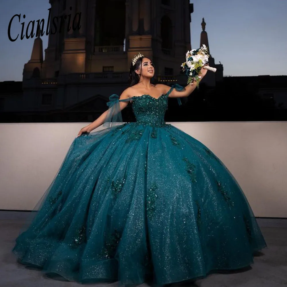 

Платья принцессы Quinceanera, 2025 г., аппликация из бисера, корсет со шлейфом и шнуровкой, платья для выпускного вечера, Vestidos de 15 quinceañera