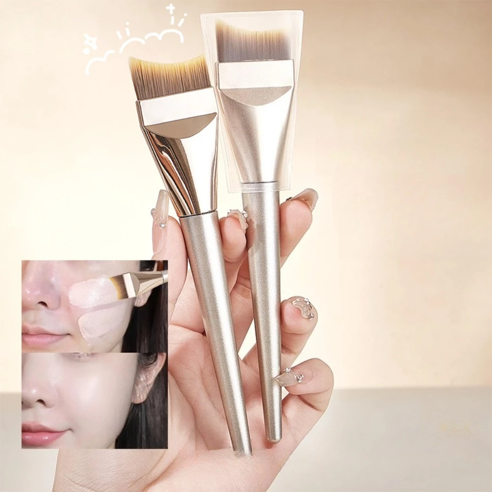 Professional Single Foundation Brush Crescent Shaped Streak Free Makeup Application Seamless Blending for Liquid Cream Cosmetics