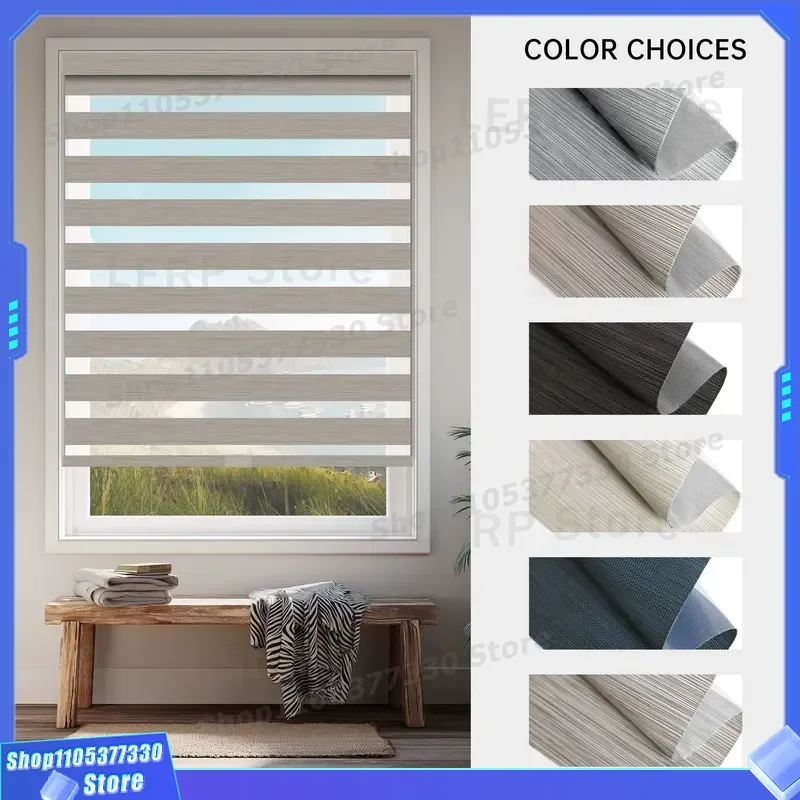 Smart Zebra Roller Blinds Custom Traditional Remote Control Window Shades Motorized Fabric Curtain for Living Room Bedroom