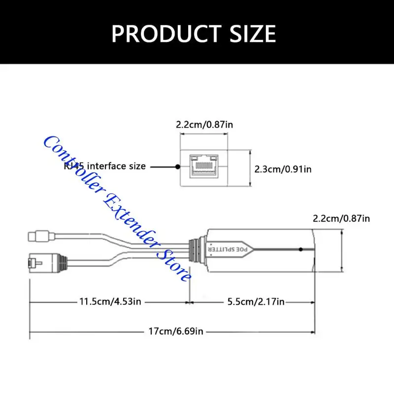 N84B IEEE802.3AF/AT USB C POE Splitter 48V 5V Fuente alimentación para teléfonos inteligentes