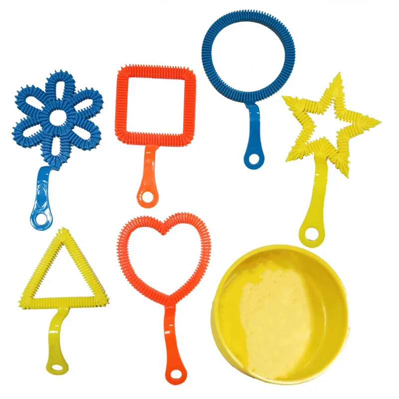 Children Mini Bubble Blowing Set Creative Fun Outdoor Bubble Blowing Props Triangle Square Star Round Love Bubble Blowing Tools