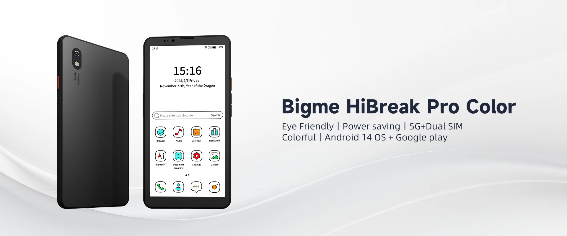 Bigme HiBreak Pro Farb-E-Ink E-Book-Reader, 6,13 Zoll papierähnliches E-Book, Android 14, 8GB+256GB, 5MP/20MP Kamera, augenfreundlicher E-Reader – Detail 2