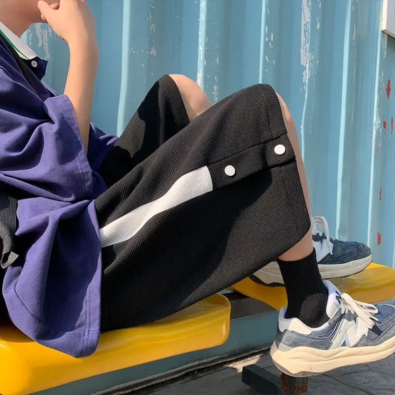 Double breasted Casual Sports Shorts for Men's 2023 Summer New Student Korean Loose Fitting Work Pants Trend
