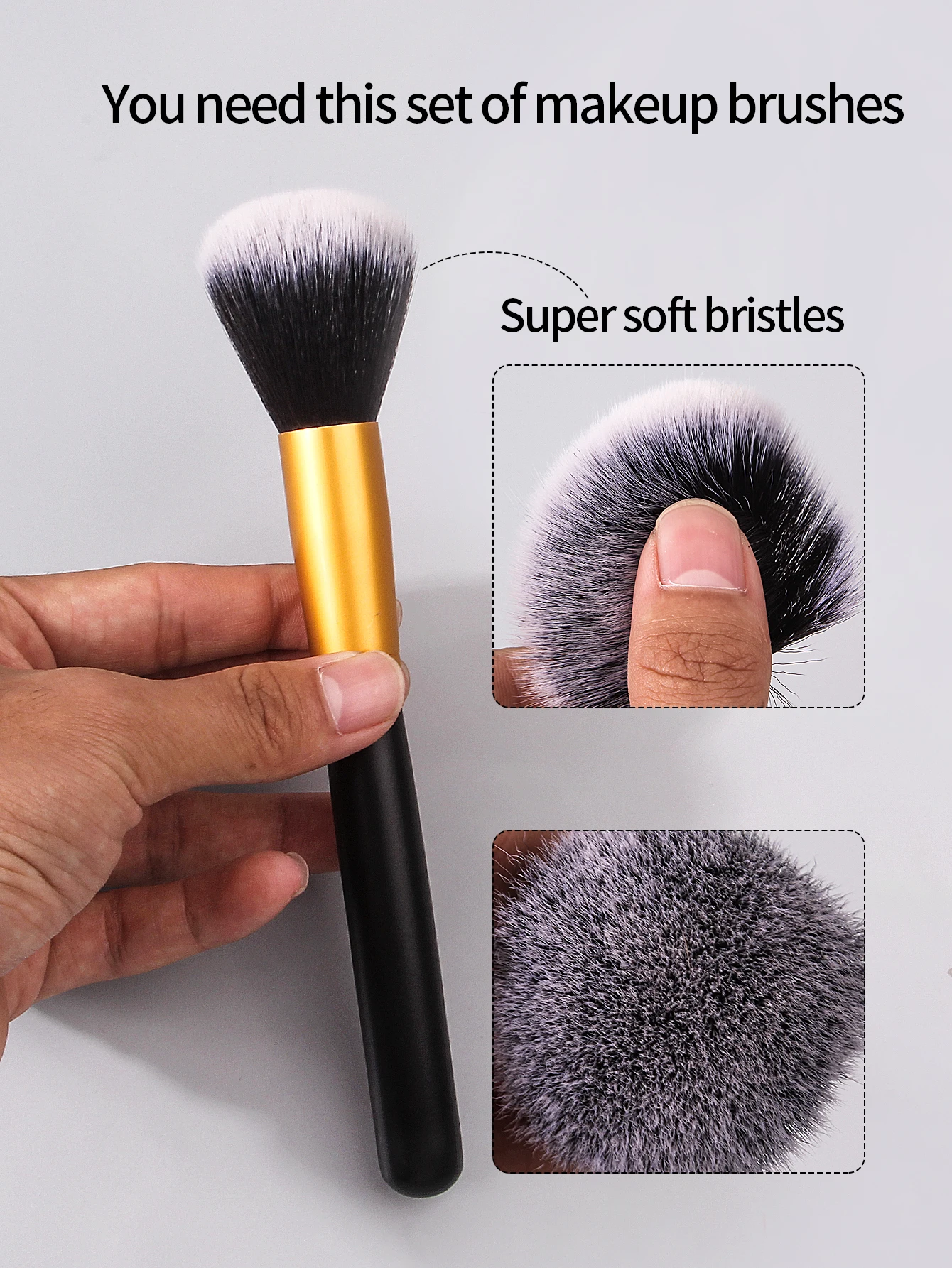 12PCS high-end makeup brush set, powder brush, blush brush, concealer brush, professional beauty tools for beginners