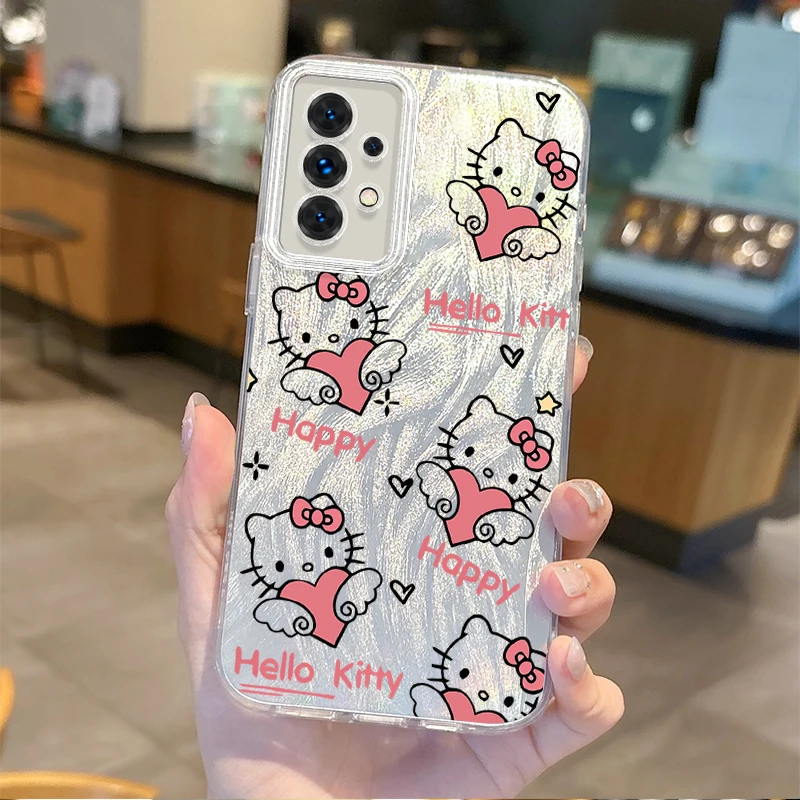 Cute Sanrio Hello Kitty Phone Case for Samsung Galaxy S25 S24 S23 S22 S21 Plus Ultra A73 A72 A71 A55 A54 A53 Hard Non-Slip Cover