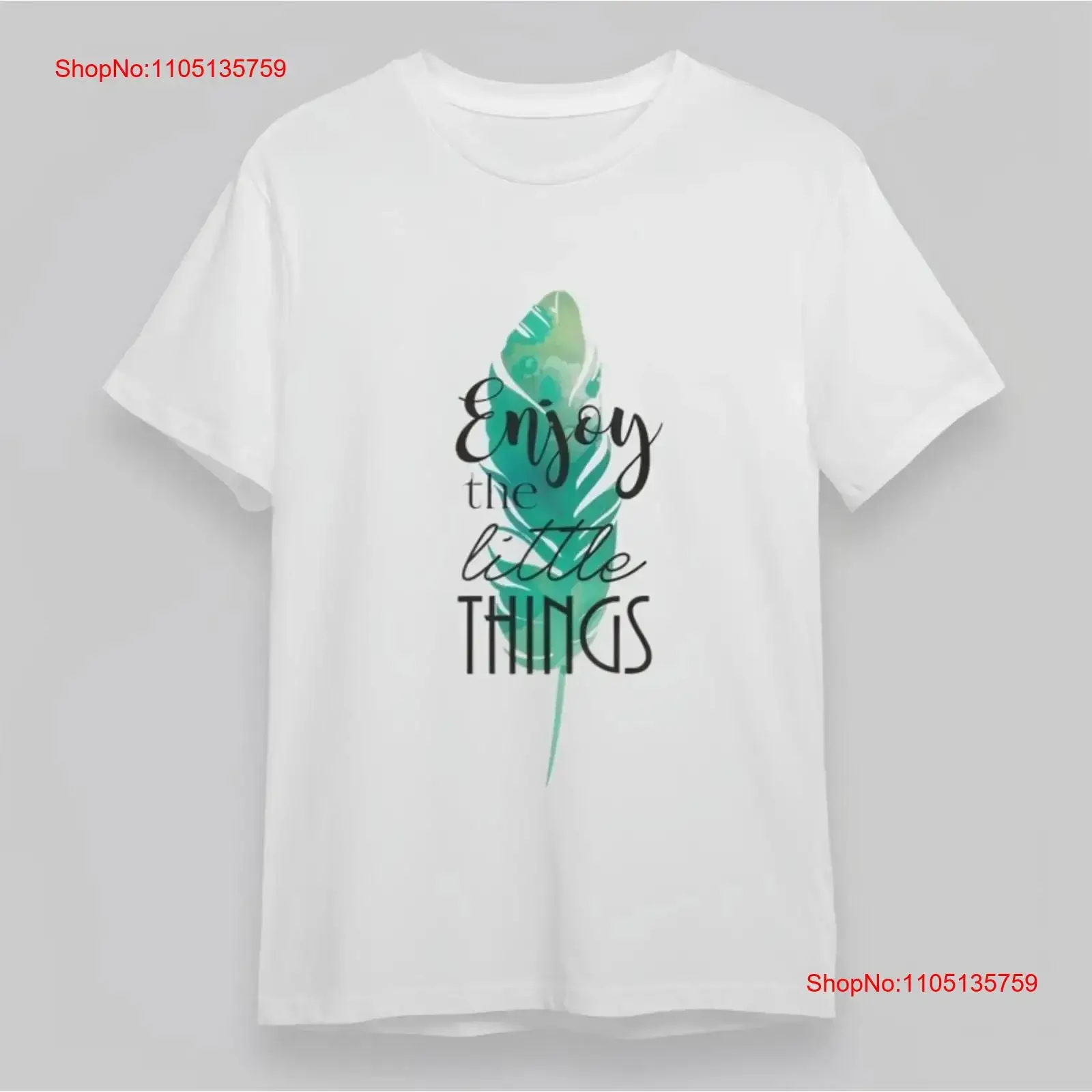 تي شيرت نسائي كلاسيكي على الموضة بألوان مائية خضراء ريشة استمتع بأشياء صغيرة عتيقة مغسولة ملابس الشارع أزياء أنيقة