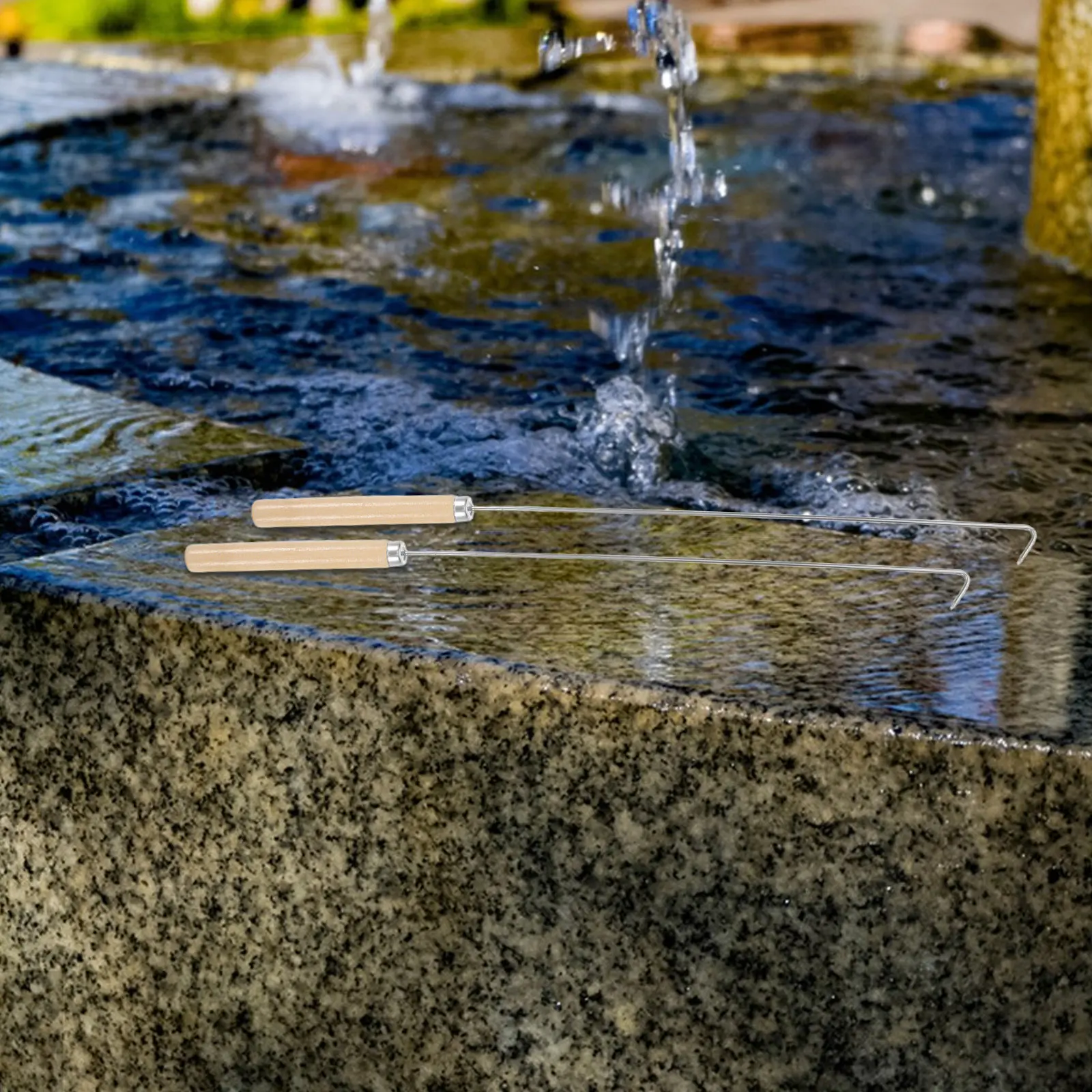 4Pcs Waterfall Spillway Cleaner Tool Wear-Resistant Fountain Pool Spa Maintenance Debris Removal Hook Fountain Pool Cleaning Kit