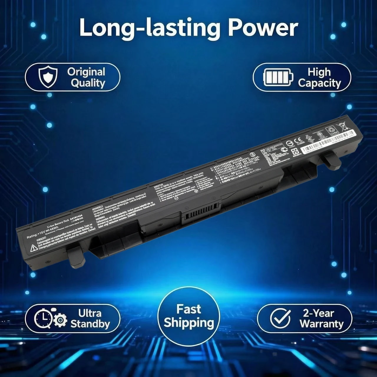 Original A41N1424 Laptop Battery For ASUS ROG ZX50 ZX50J ZX50JX ZX50V ZX50VW GL552 GL552VW GL552J GL552JX GL552V X55LM2H DH71