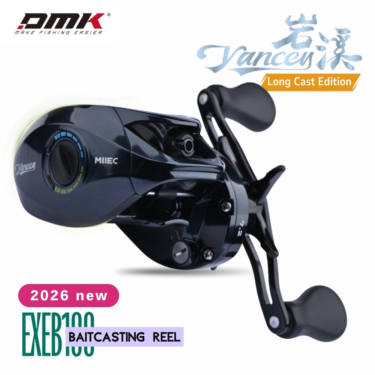 

DMK Yancey Long Cast Baitcasting Reel 7.2:1 MIIEC Dual-Mode Electronic Brake Saltwater Freshwater Fishing Reel for Bass Mandarin