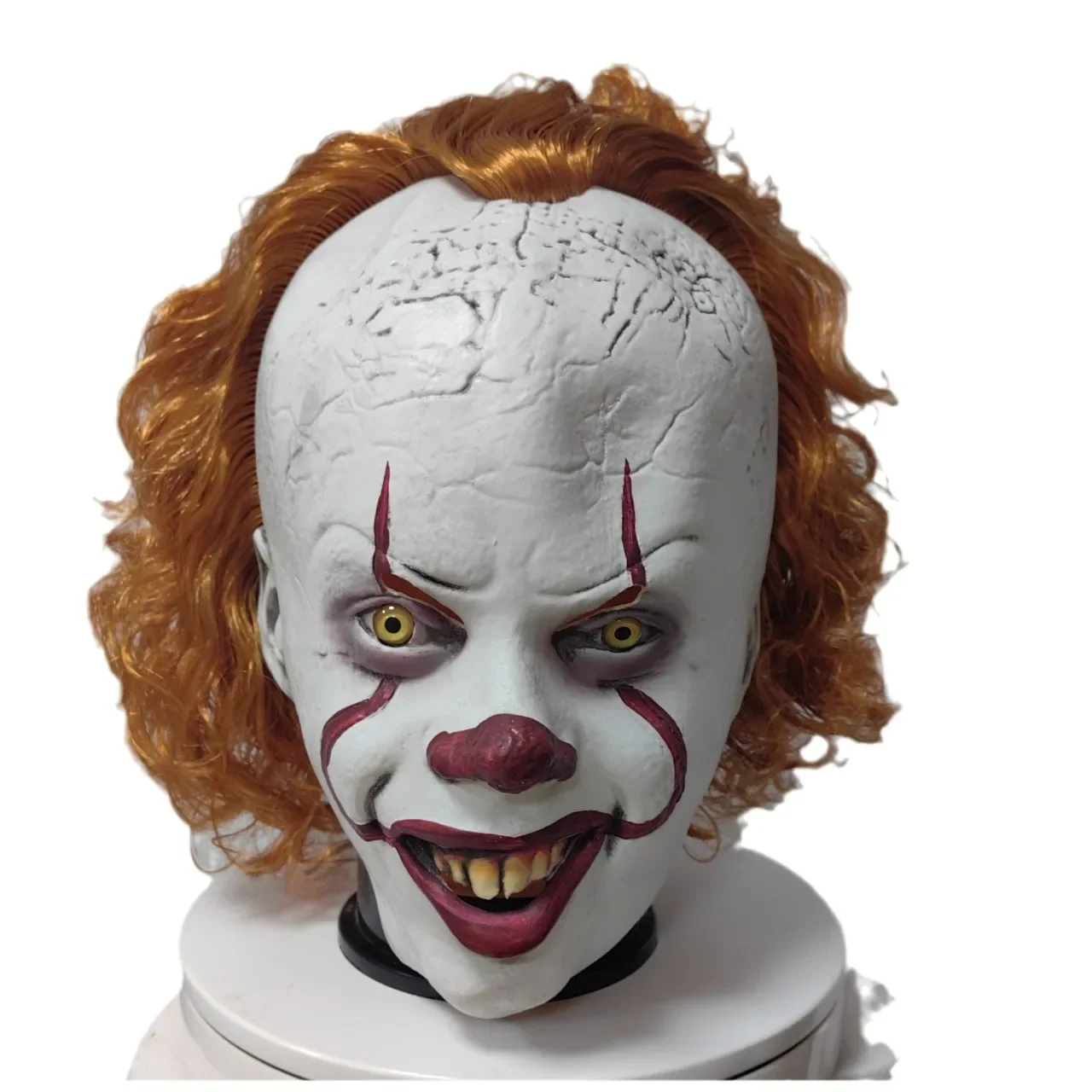 قناع تأثيري Pennywise ، رعب ، مخيف ، مخيف ، شر ، شيطان ، مهرج ، قتلة ، لاتكس ، خوذة ، هالوين ، كرنفال ، حفلة ، إكسسوارات أزياء