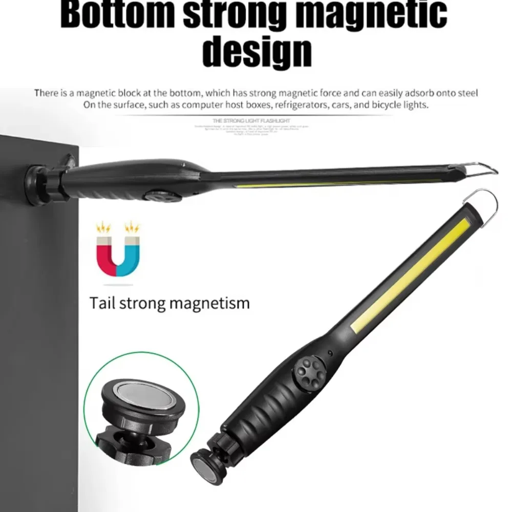 Rechargeable LED Inspection Work Light Strong Magnetic Adjustable Hook Design COB Light for Car Service Equipment Check