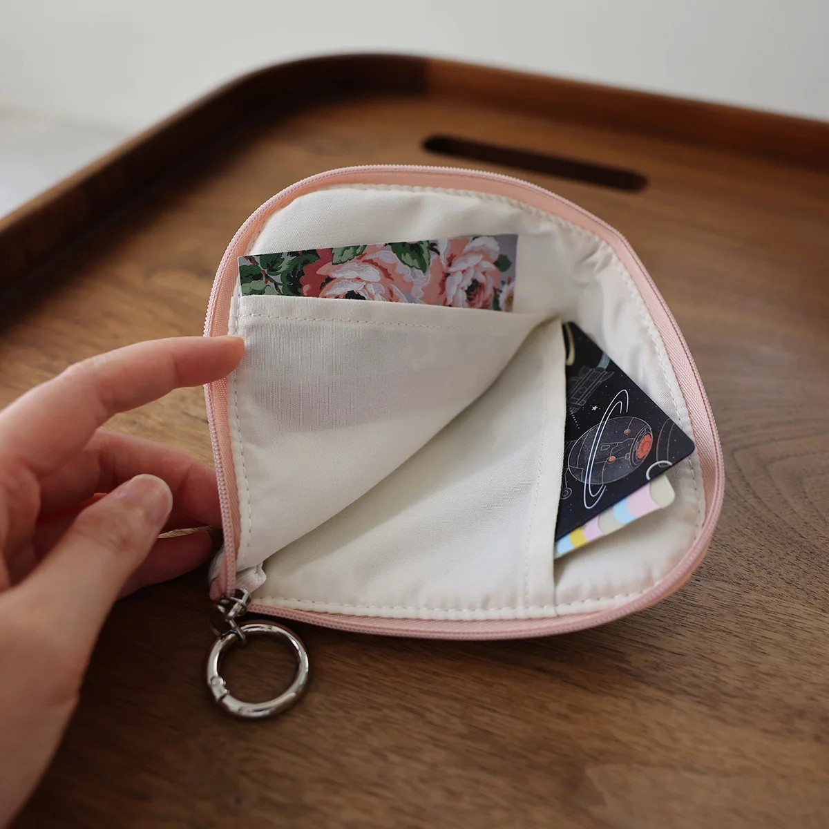 Floral coin purse printed soft card holder jewelry small storage bag quilted portable light cosmetics storage bag