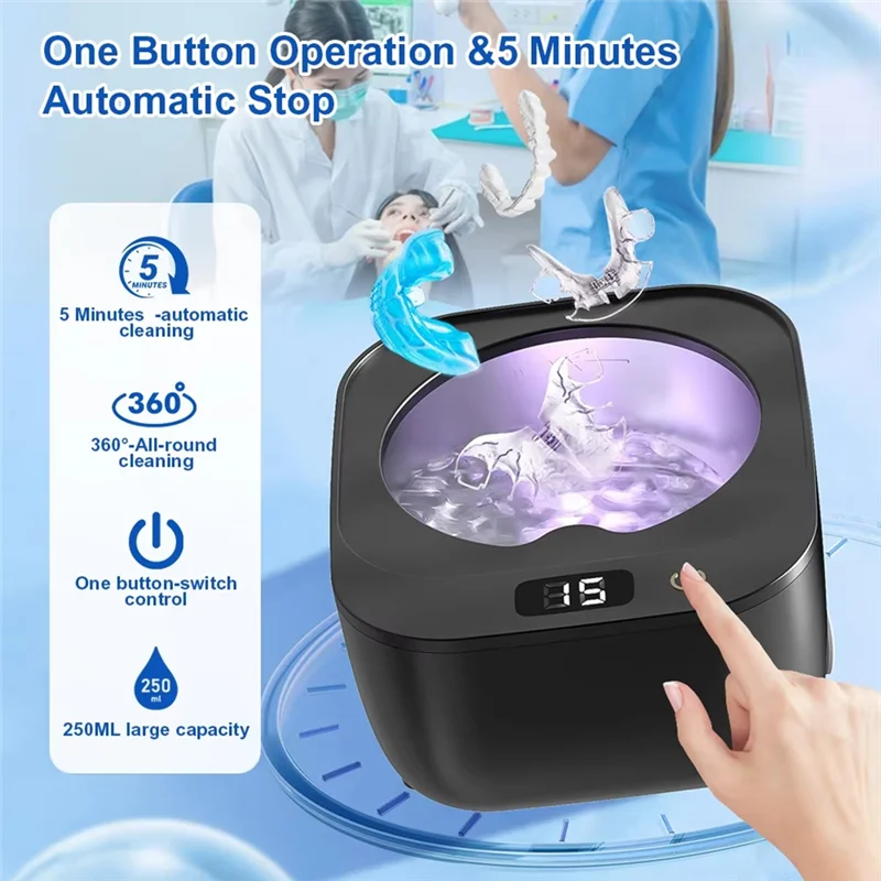 

ABWM-Ultrasonic Denture Cleaning Machine For Retainer Aligner Jewelry Cleaner Ultrasound Cleaning Machine US Plug