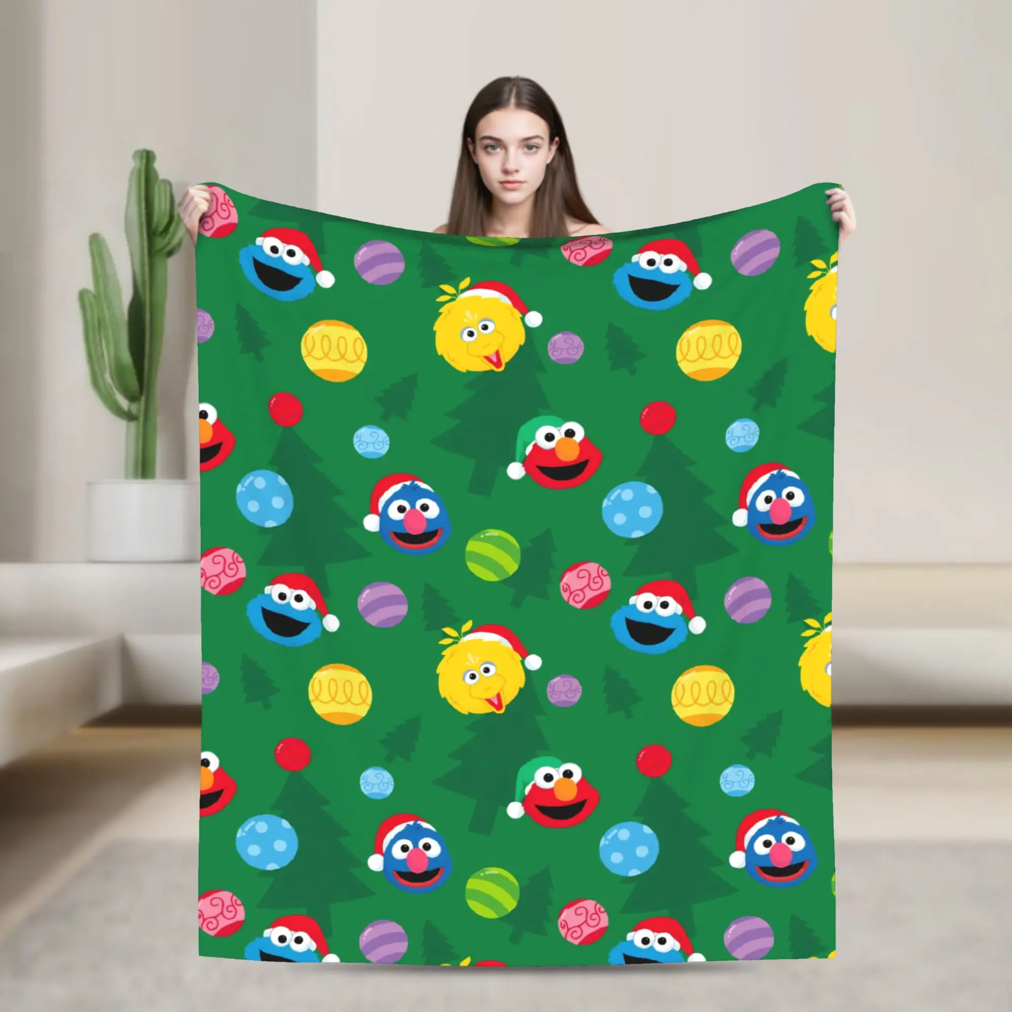 Blanket S-Sesames Streets Warm Soft Street Trend Plush Throw Blanket For Bedroom Decorative Flannel Bedspread Bed Cover
