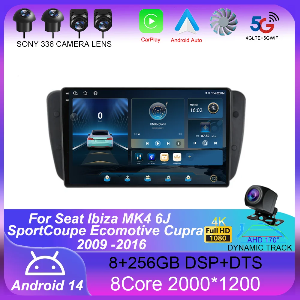 

Android 14 Car Radio For Seat Ibiza MK4 6J SportCoupe Ecomotive Cupra 2009 2010 2011 2012 - 2016 Multimedia Video Player Stereo