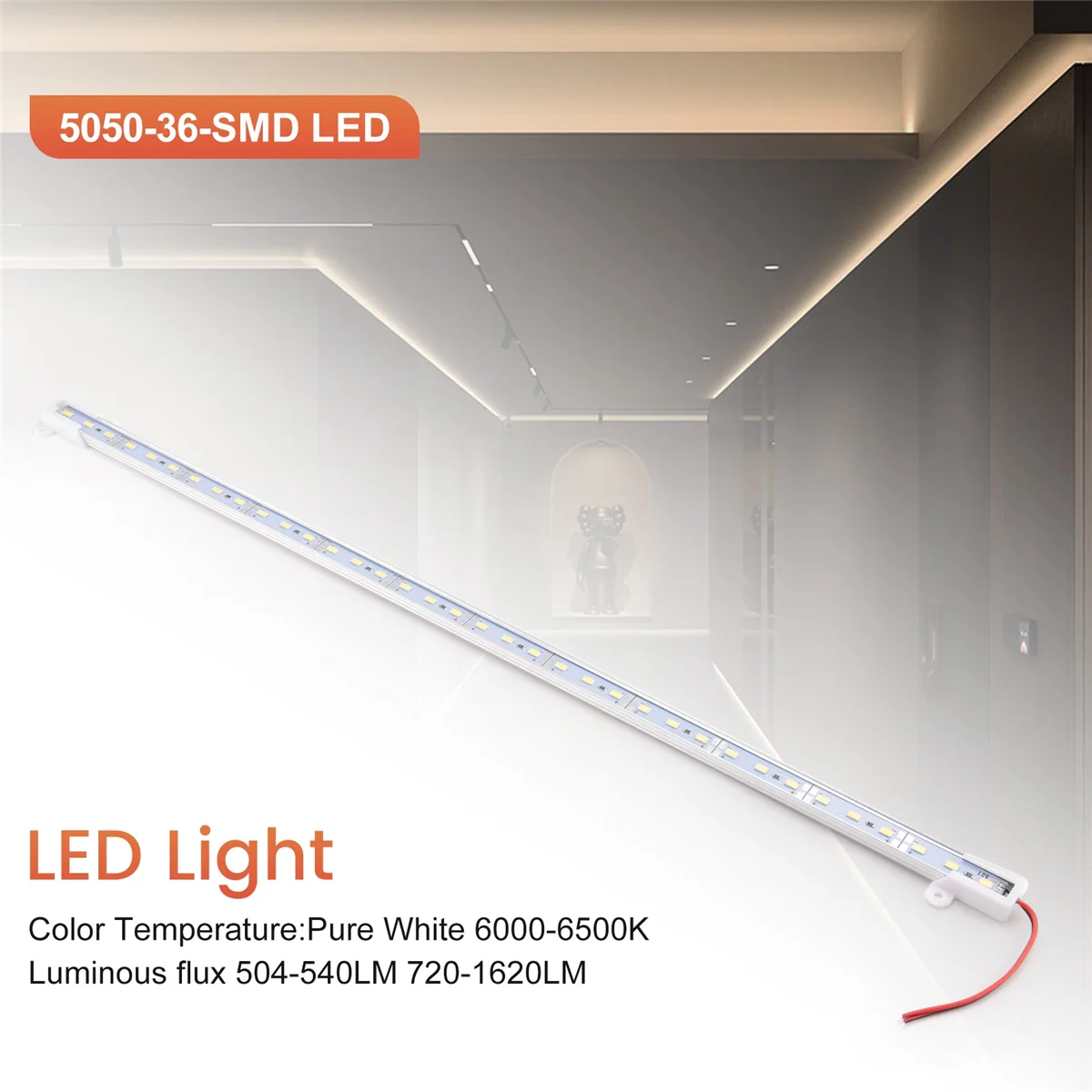 แถบบาร์อลูมิเนียมแข็งสีขาวแบบวัน LED ขนาด5050 SMD 36แผ่นเรืองแสง50ซม.