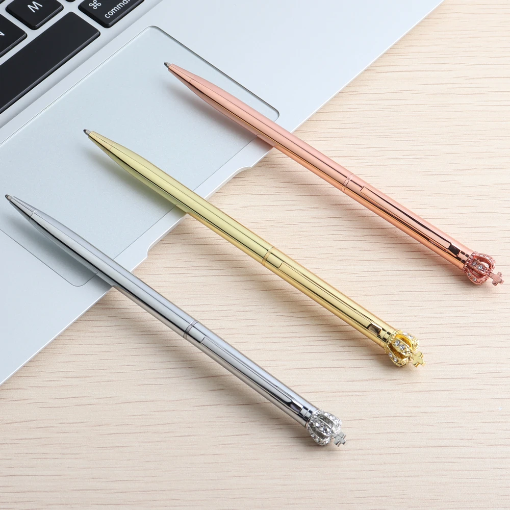 1PCS Stift Metall Cartoon Crown Schwarz tinte kugelschreiber Hohe qualität Exquisite Schreiben Schreibwaren Büro Liefert