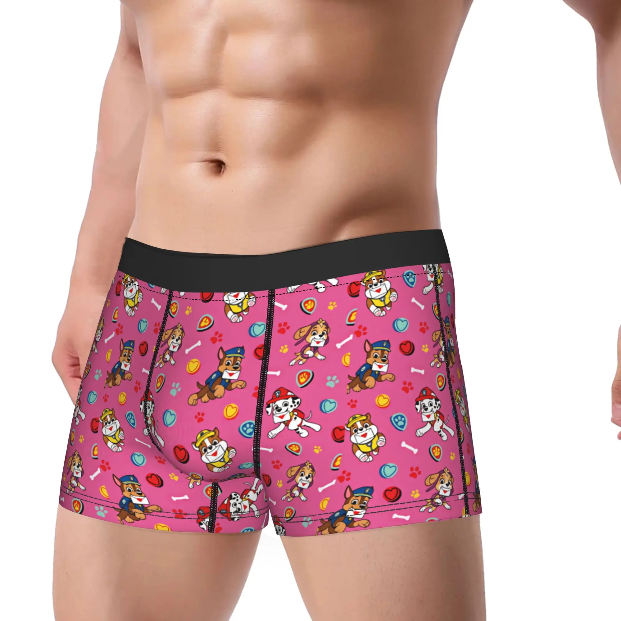 Paw Dogs Cartoon Puppy Love Hearts Art Shorts Briefs  Underwear Quality Males Elastic Boxer Shorts Printed Plus Size Panties