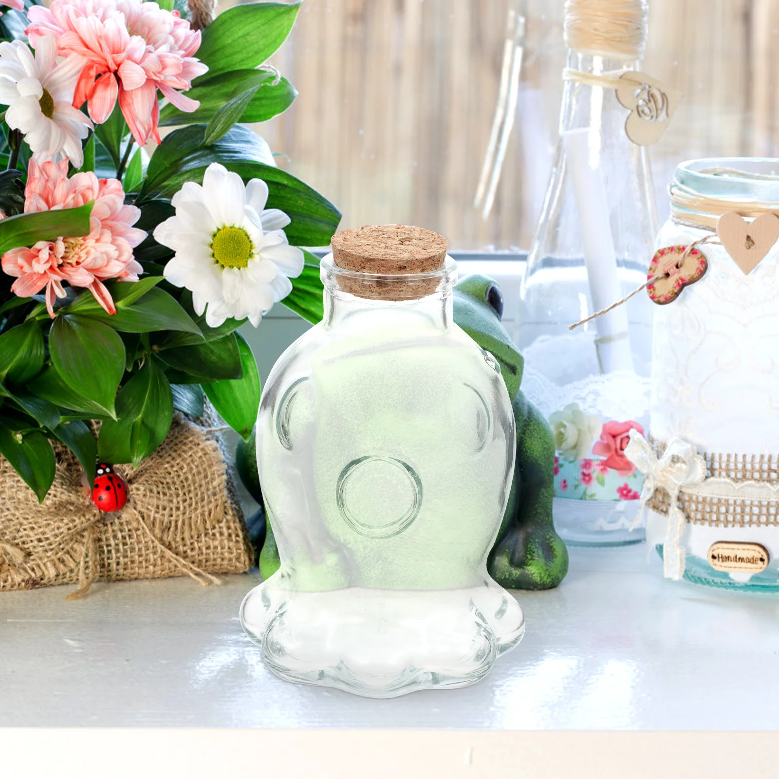 

4pcs Night Glow Sand Art Bottles Glass With Cork Stopper For Diy Wishing Message Storage Essential Oil Decorative Landscape