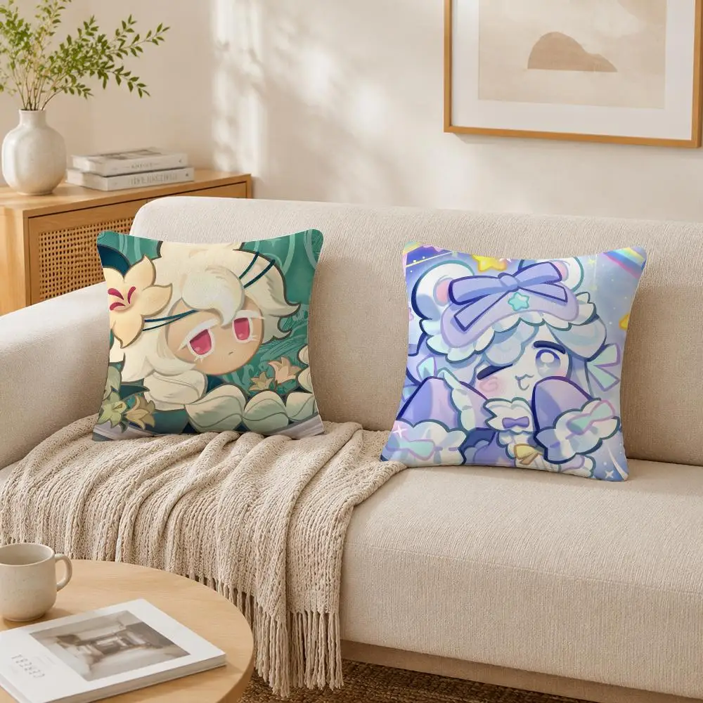 Video Game C-CookieRun Kingdom Cushion Cover Plush Decorative Pillow Case With Hidden Zipper Cutecore Room Decor For Home