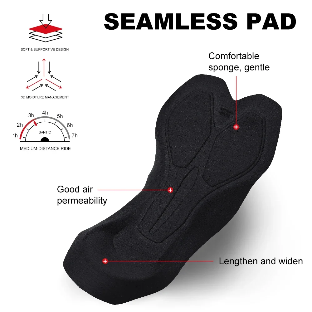 Santic Men's 3/4 Sport Pants Summer Breathable Racing Pants 4D Padded MTB/Road Bike 3/4 Trousers Quick Dry Reflective Ride Pants