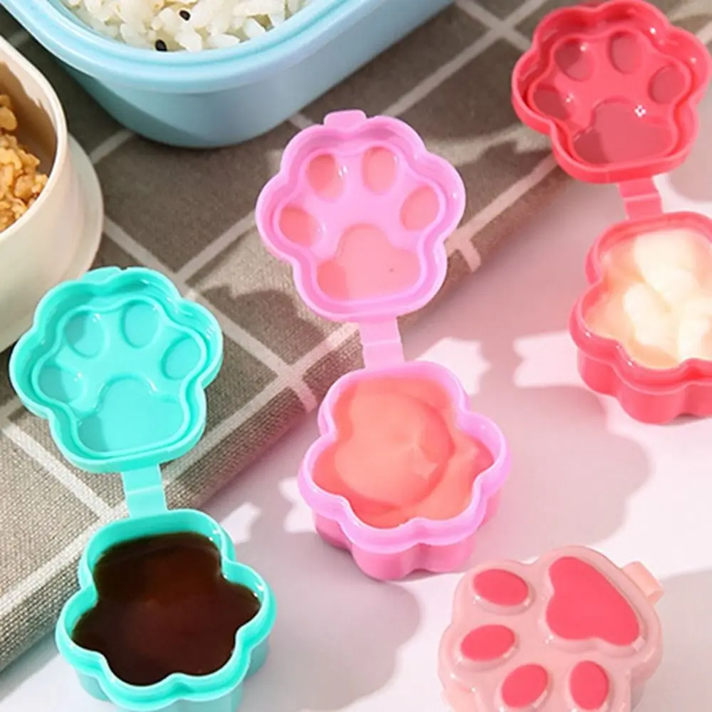 Cute Plastic Mini Tomato Ketchup Bottle Cartoon Mini Soy Sauce Box Cat Paw Salad Condiment Container Lunch