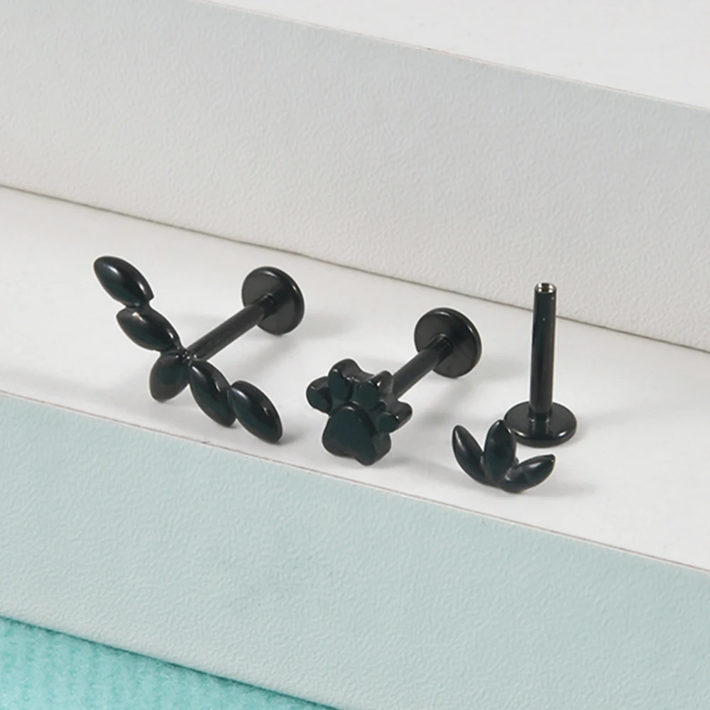 1PC Surgical Steel Marquise Internal Thread Gold Plated Ear Tragus Cartilage Piercing Helix Earring Labret Lip Studs Jewelry