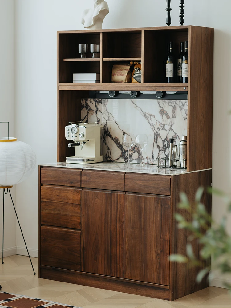 LMM side cabinet black walnut solid wood Nordic locker integrated against the wall for home use