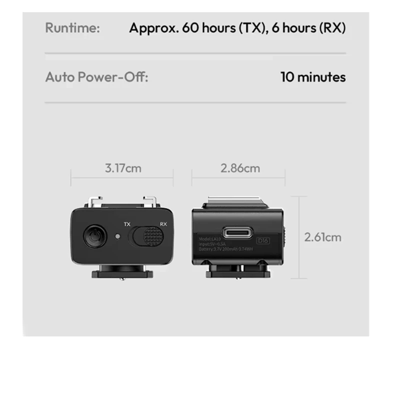 LA10 2.4GHz Mini Flash Trigger for Camera Flash Universal Hot Shoe Mount 8M Control Type-C Charge 60H Runtime