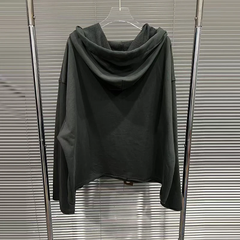 KBQ Hit Color Printing Loose Spliced Lace Up Sweatshirt for Women Hooded Long Sleeve Chic Casual Sweatshirts Female Fashion New