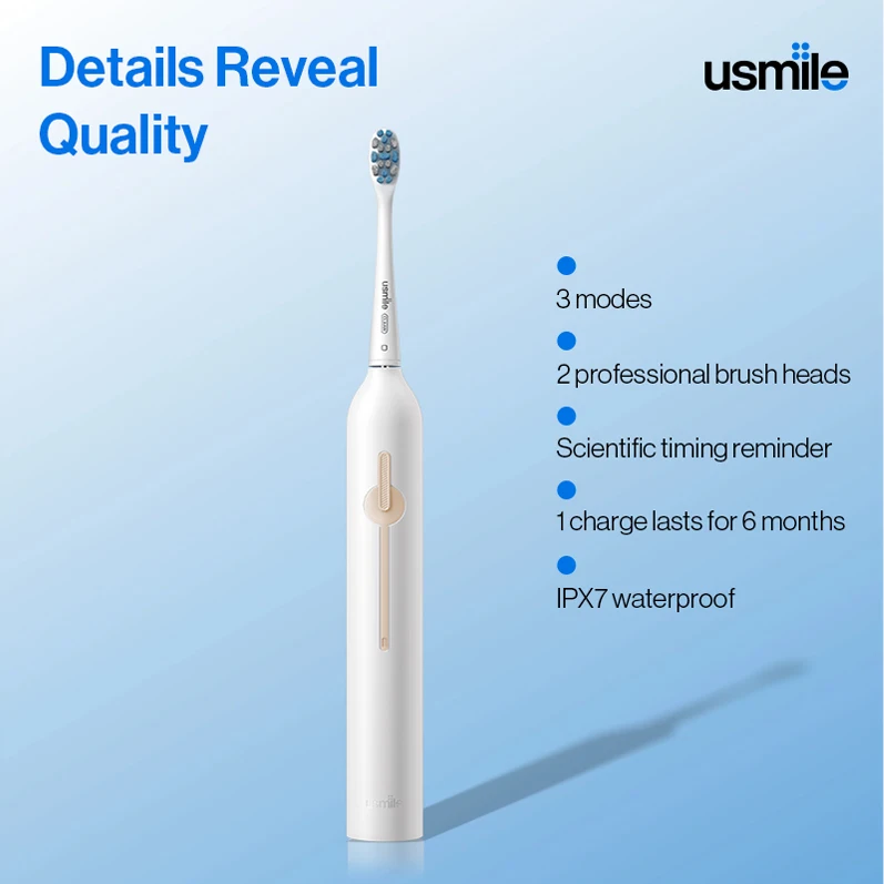 

USMILE P1 электрическая зубная щетка, вращающаяся щетка для чистки зубов, водонепроницаемая, с таймером, перезаряжаемая, с 6 головками