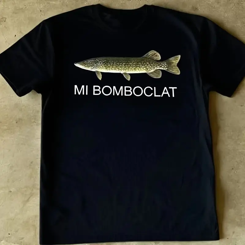 

Mi Bomboclat Fish Pattern Print Cotton T Shirts Fashion Casual Short Sleeve Crew Neck Sports Outdoor Tops Unisex