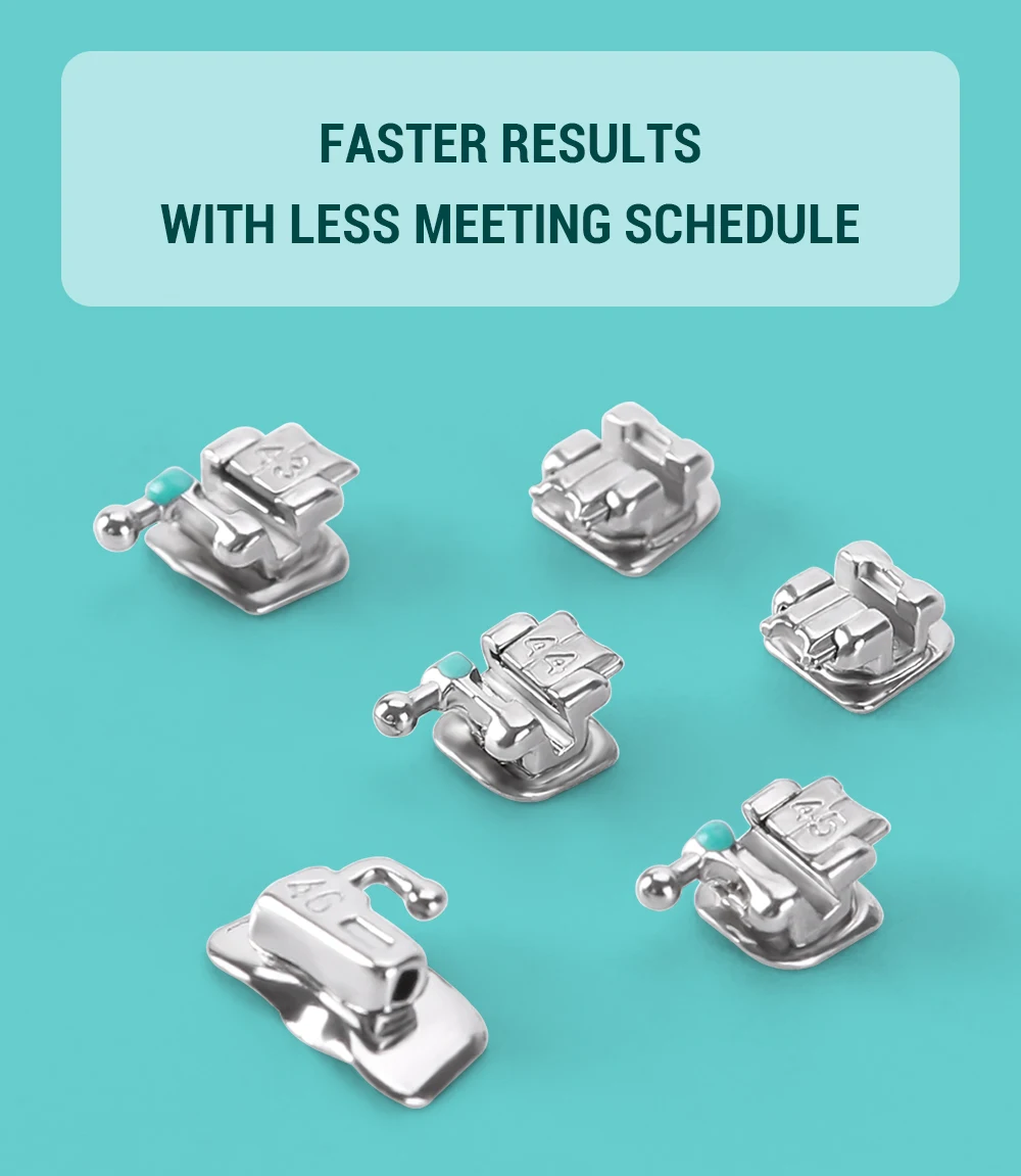 5 Packungen Azdent Dental Kieferorthopädische Zahnspangen Passive Selbstligierende Brackets mit Bukkalröhrchen Mini MBT Roth 0.022 Haken 345 Ortho-Werkzeug – Detail 7