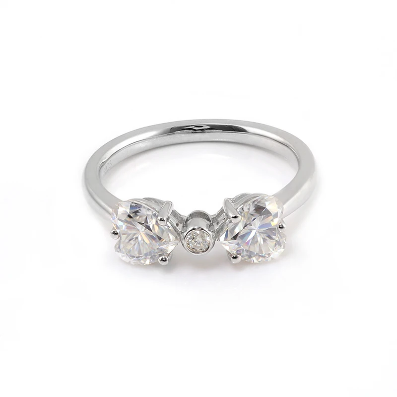 

Provence 10K/14K/18K Moissanite Anniversary Rings for Woemen Heart Cut D Color VVS1 Round Cut Women's Wedding Rings GRA