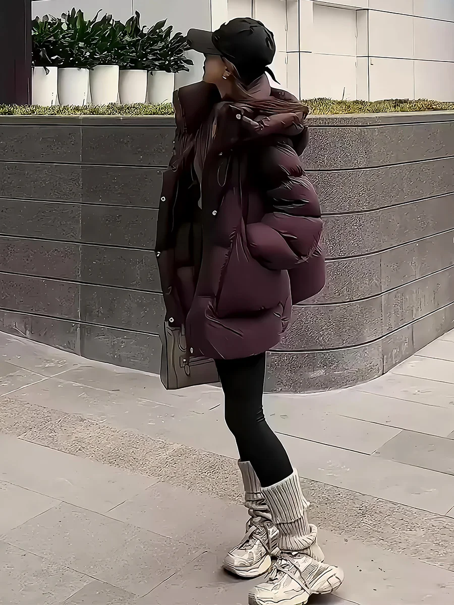 

Женская зимняя утепленная куртка-пуховик Cloud Dough White Du с воротником-стойкой и капюшоном, свободного кроя, теплая, модная верхняя одежда