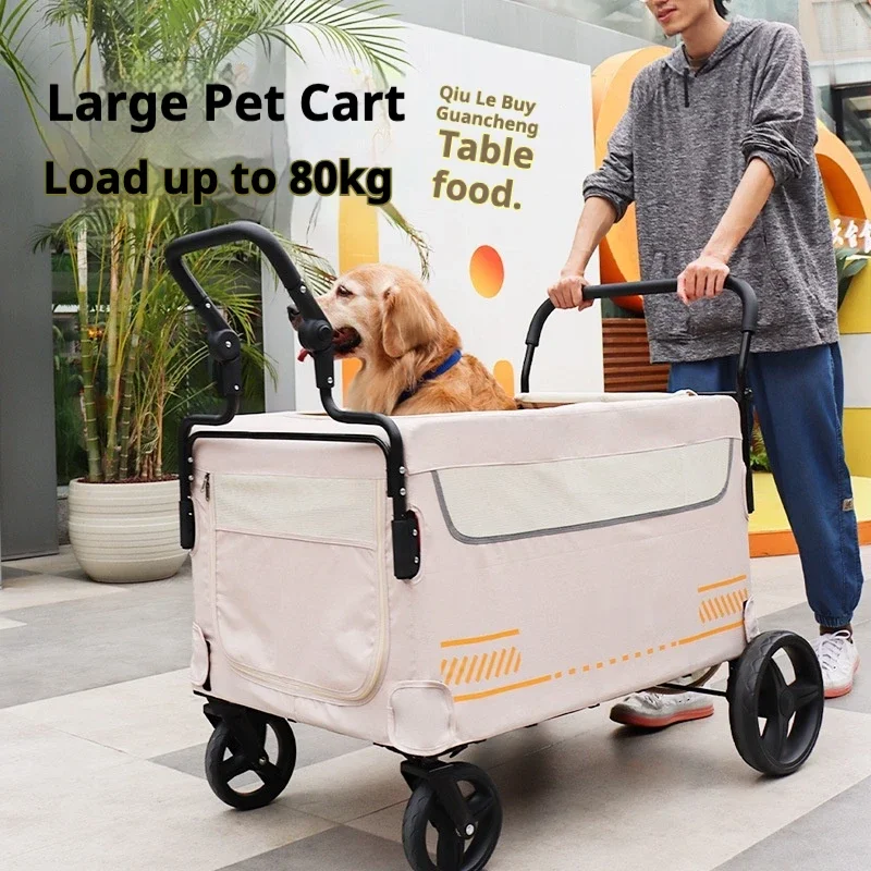 

Pet Stroller Oxford Carrier for Large Dog Outdoor Elderly Disabled Dogs Travel Portable Foldable Camping Up To 121lbs for 2 dogs