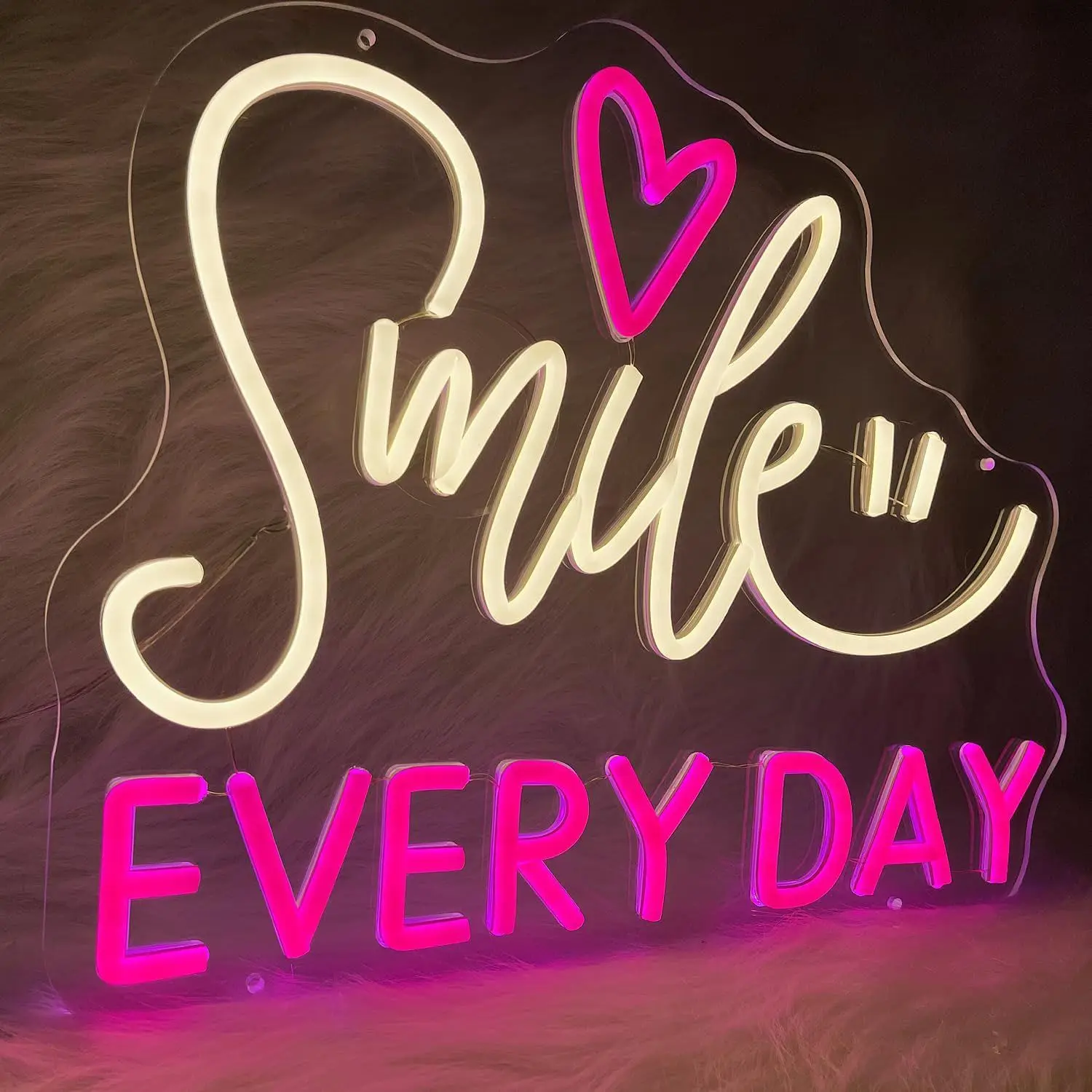 Letrero de neón con sonrisa todos los días, luz de neón LED regulable alimentada por USB para dormitorio, propuesta de boda y fiesta, decoración colgante de pared, regalos