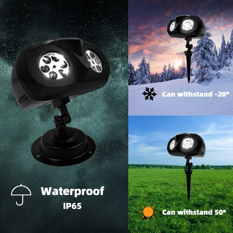 

Двухтрубный светодиодный светильник для проектора в виде снежинки, рождественская проекция, водонепроницаемая уличная лампа, снежный прожектор для праздничной вечеринки, Рождества