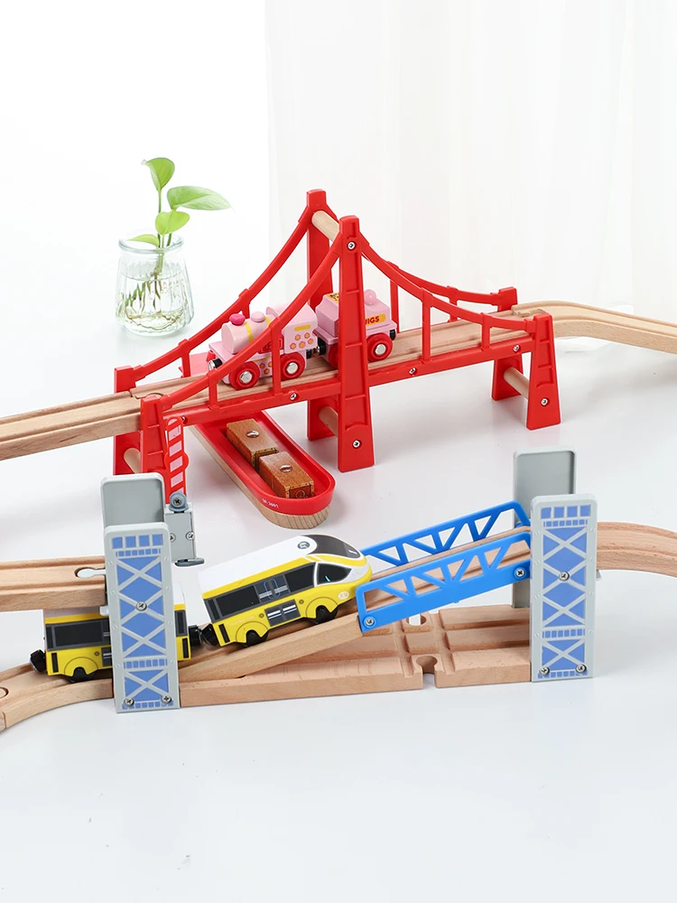 

Wooden Track Parts Beech Wooden Train Track Racing Railway Train Toys Accessories Fit for Brand Tracks Toys for Children Gifts