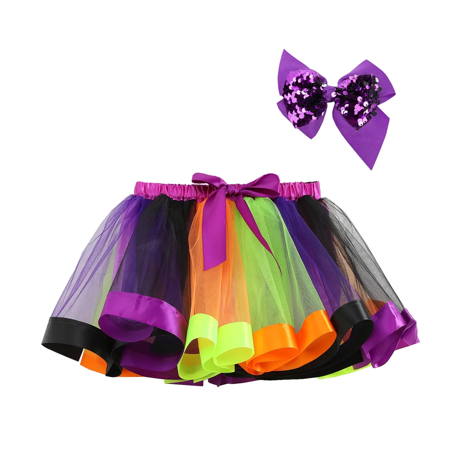 Baby Girls Christmas Skirt Tutu Rainbow Party Girls Skirt Children\'s Princess Mini Skirt With Headband New Year Red Kids Skirts