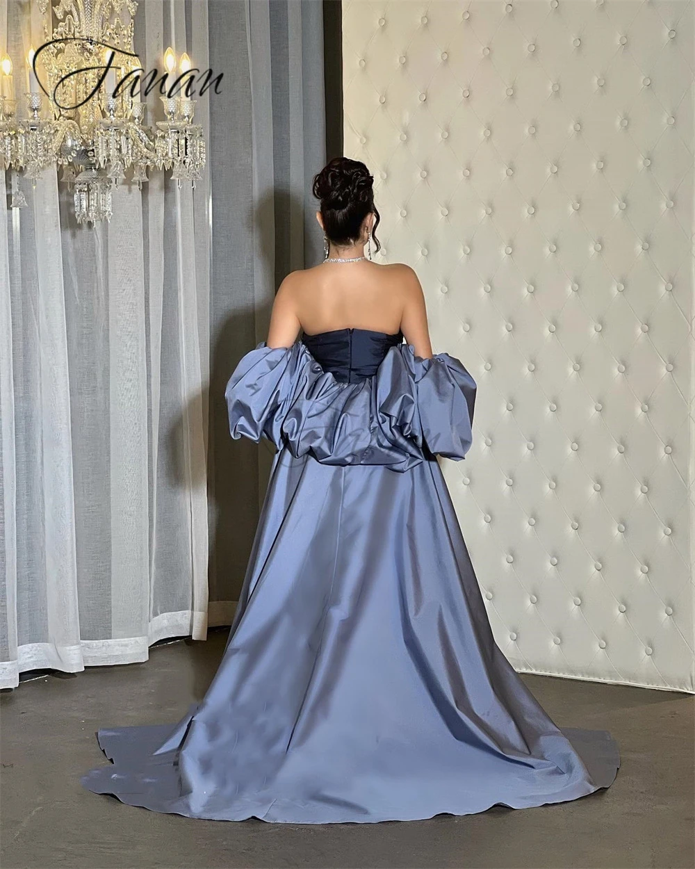 Customized Prom Dresses Backless Sleeveless Satin Grace Banquet Dress Strapless Sexy Straight Evening Gown Solid Color فساتين سه