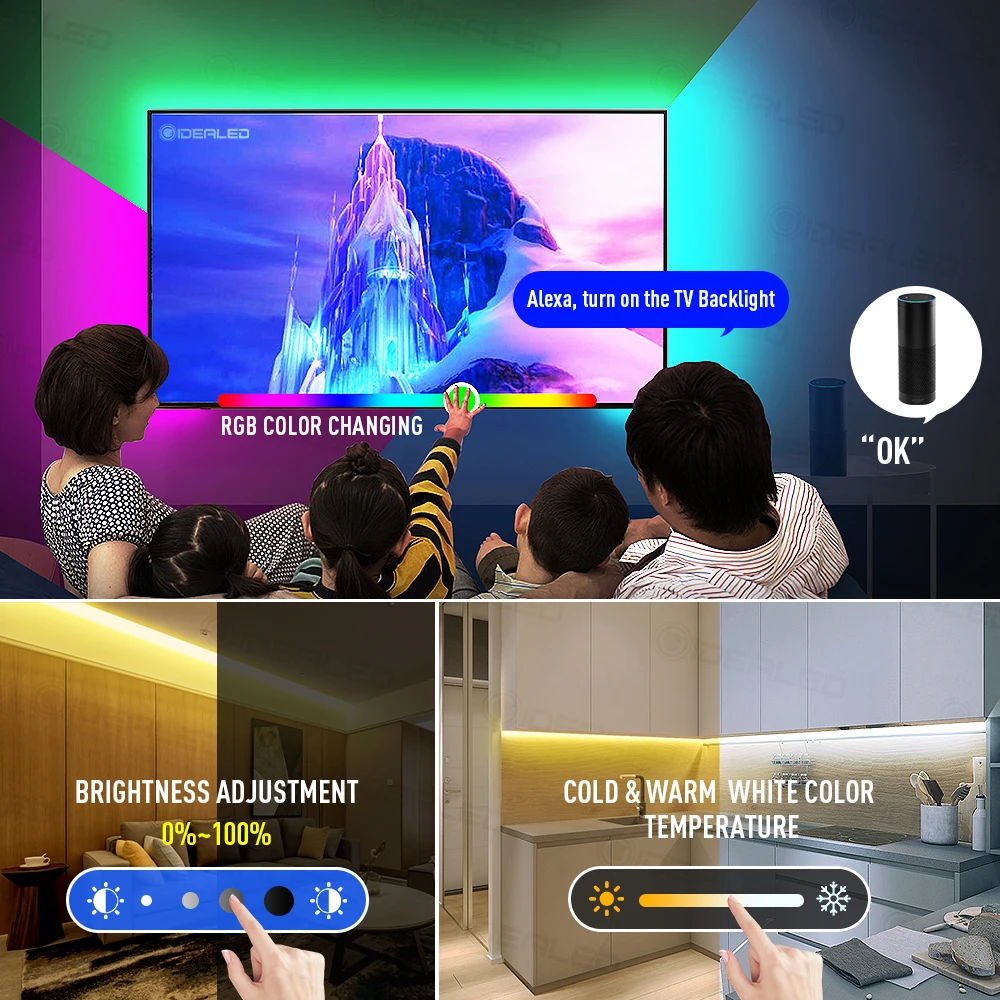 Inteligentne listwy świetlne LED RGBW Kontroler ZigBee 3.0 12V 10M Ściemnianie oświetlenia otoczenia Kompatybilny most HUB, sterowanie głosowe Echo