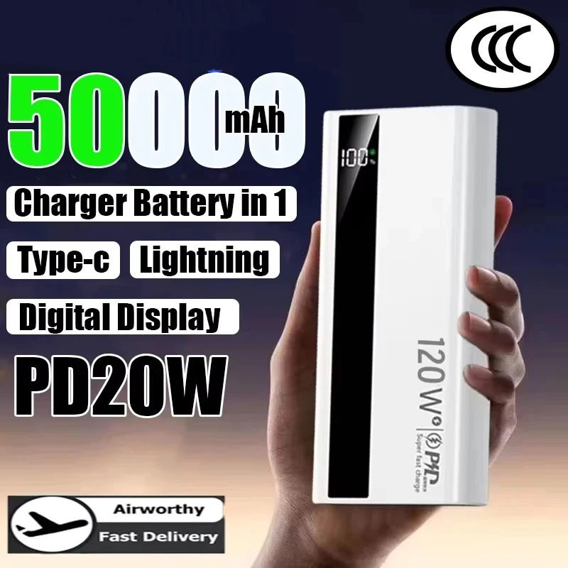 

Внешний аккумулятор VIVO 500000 мАч, 120 Вт, сверхбыстрая зарядка, высокая емкость, с цифровым дисплеем, для iPhone 16, Samsung