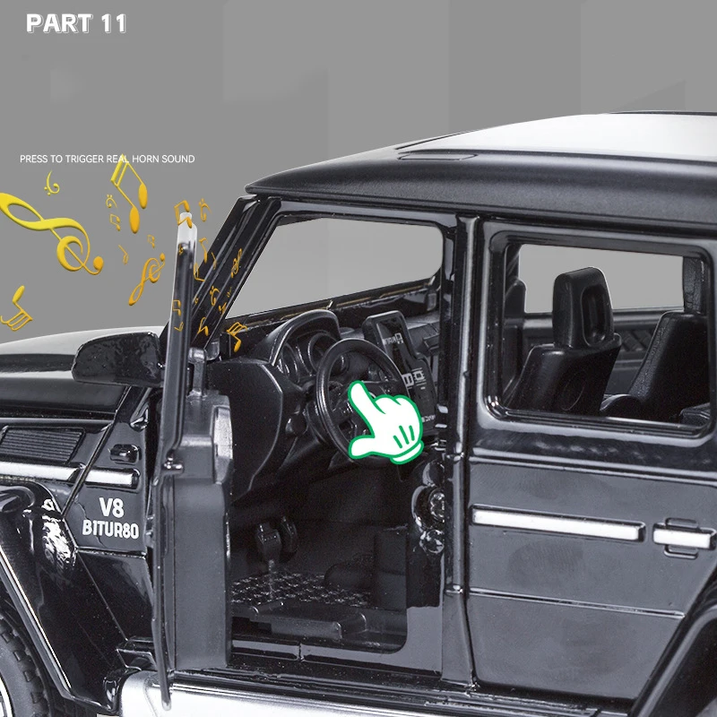 New 1:24 Benzs G63 SUV Alloy Model Car Toy Diecasts Metal Casting Sound and Light Car Toys For Children Vehicle