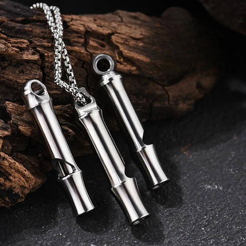Outdoor High Decibel Whistle Pendants Titanium Alloy Emergency Distress Rescue Signal Necklace Fashion Jewelry